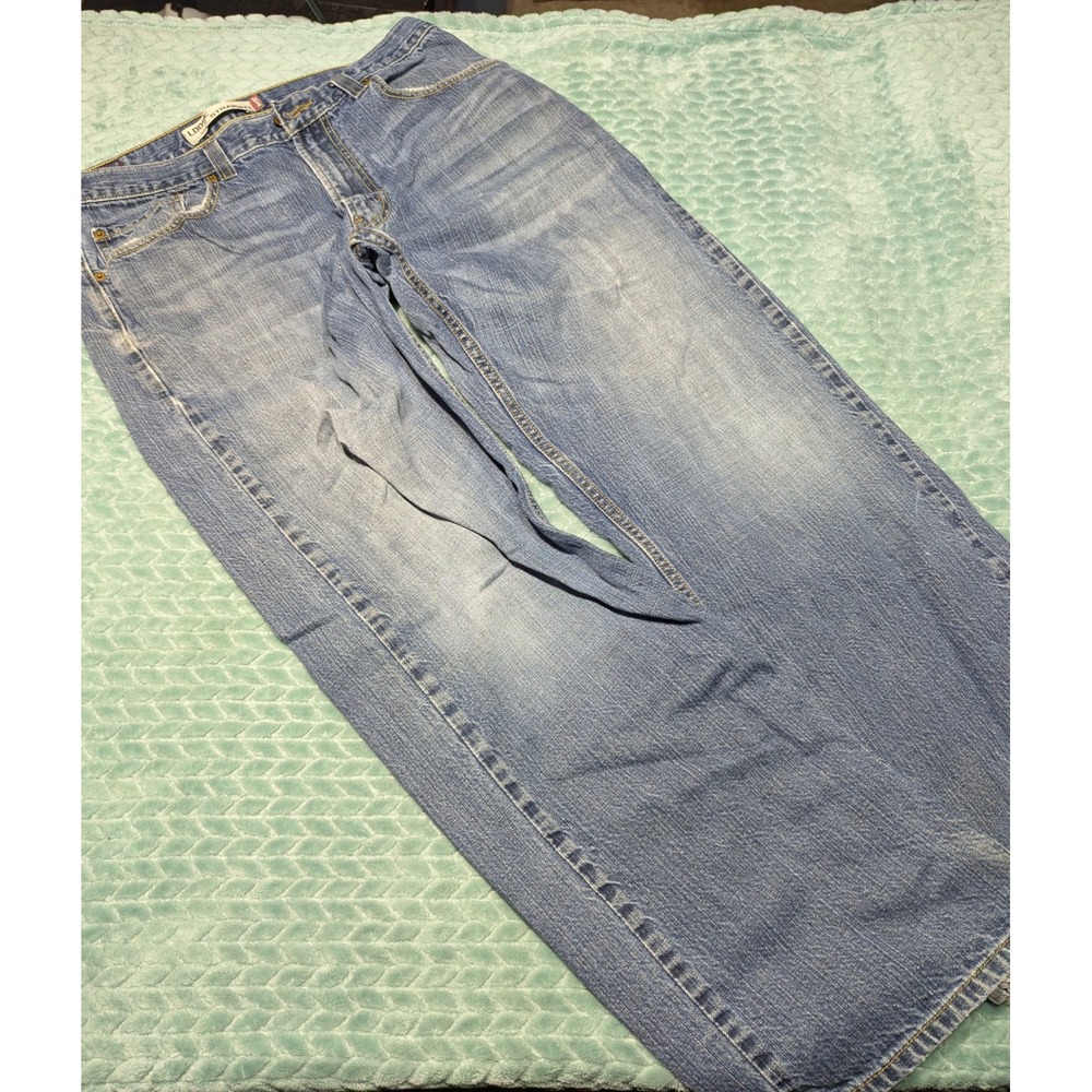 Levis 569 Loose Straight Jeans Mens 34x32 Light Wash Blue Denim 569-0214